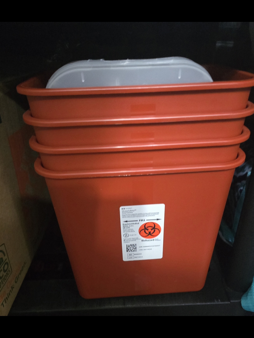 Red Biohazard Sharps Container Stack - Picture 2 of 2